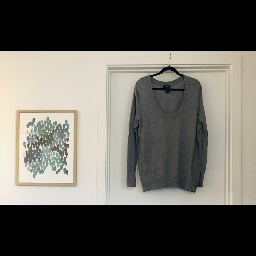 Lane Bryant Long Sleeve Silver Scoop Neck Top